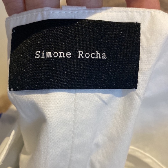 $995 Simone Rocha Belted Embroidered Cotton-blend Straight-leg Pants In White - Picture 8 of 10